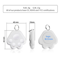 2 PCS HYC-09 Dog Paw Bluetooth Anti-Lost Device Pet Tracking Locator Keychain Smart Search Two-Way Alarm, Dog Paw Red, Dog Paw Dark Blue, Dog Paw Dark Gray, Dog Paw Black, Dog Paw White, Dog Paw Light Blue, Dog Paw Green, Dog Paw Pink