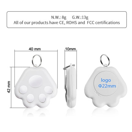 2 PCS HYC-09 Dog Paw Bluetooth Anti-Lost Device Pet Tracking Locator Keychain Smart Search Two-Way Alarm, Dog Paw Light Blue, Dog Paw Green, Dog Paw Pink, Dog Paw Red, Dog Paw Dark Blue, Dog Paw Dark Gray, Dog Paw Black, Dog Paw White
