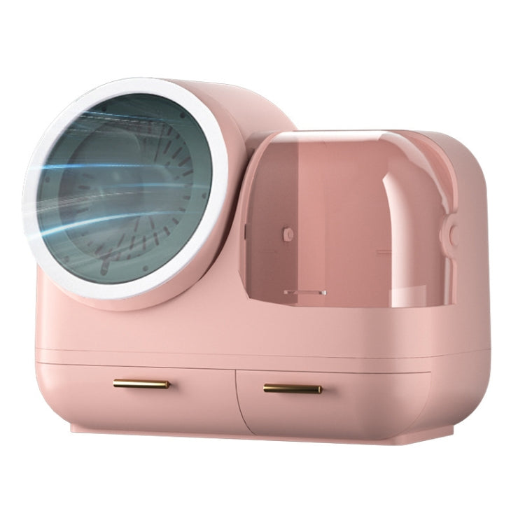 Mirror Desktop Makeup And Dustproof Drawer Storage Box With LED Light