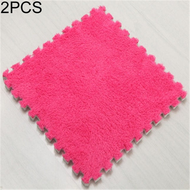 2 PCS Living Room Bedroom Children Kids Soft Carpet Magic Patchwork Jigsaw Splice Heads Climbing Baby Mat 30x30cm, Rose Red, Camel, Purple, Coffee, Blue, Pink, Green, White, Grey