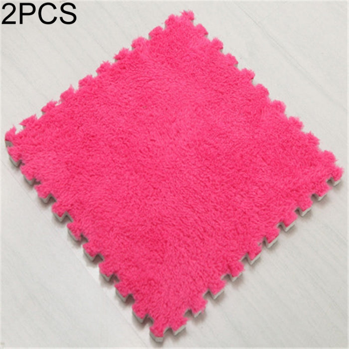2 PCS Living Room Bedroom Children Kids Soft Carpet Magic Patchwork Jigsaw Splice Heads Climbing Baby Mat 30x30cm, Rose Red, Camel, Purple, Coffee, Blue, Pink, Green, White, Grey