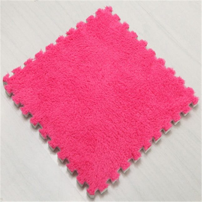 2 PCS Living Room Bedroom Children Kids Soft Carpet Magic Patchwork Jigsaw Splice Heads Climbing Baby Mat 30x30cm, Rose Red, Camel, Purple, Coffee, Blue, Pink, Green, White, Grey