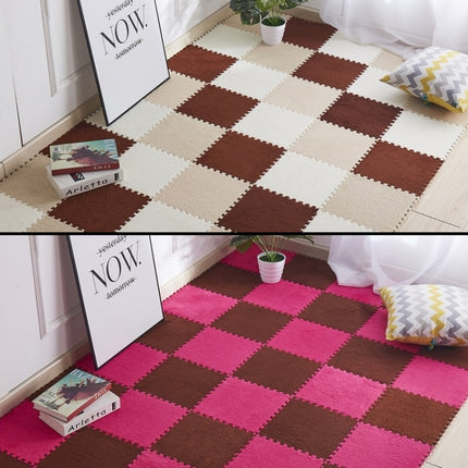 2 PCS Living Room Bedroom Children Kids Soft Carpet Magic Patchwork Jigsaw Splice Heads Climbing Baby Mat 30x30cm, Rose Red, Camel, Purple, Coffee, Blue, Pink, Green, White, Grey