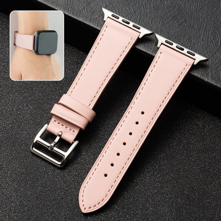 Business Cowhide Leather Strap Watchband, For Apple Watch Series 8&7 41mm / SE 2&6&SE&5&4 40mm / 3&2&1 38mm, For Apple Watch Series 6&SE&5&4 44mm / 3&2&1 42mm, For Apple Watch Series 6&SE& 5&4 40mm / 3 & 2 & 1 38mm