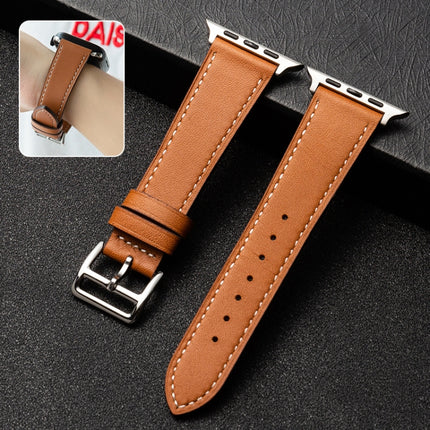 Business Cowhide Leather Strap Watchband, For Apple Watch Series 8&7 41mm / SE 2&6&SE&5&4 40mm / 3&2&1 38mm, For Apple Watch Series 6&SE&5&4 44mm / 3&2&1 42mm, For Apple Watch Series 6&SE& 5&4 40mm / 3 & 2 & 1 38mm
