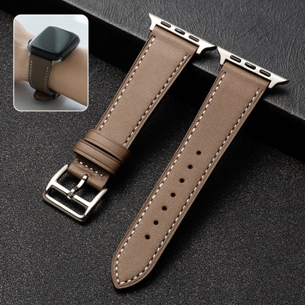 Business Cowhide Leather Strap Watchband, For Apple Watch Series 8&7 41mm / SE 2&6&SE&5&4 40mm / 3&2&1 38mm, For Apple Watch Series 6&SE&5&4 44mm / 3&2&1 42mm, For Apple Watch Series 6&SE& 5&4 40mm / 3 & 2 & 1 38mm