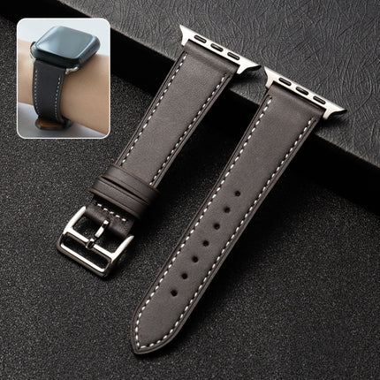 Business Cowhide Leather Strap Watchband, For Apple Watch Series 8&7 41mm / SE 2&6&SE&5&4 40mm / 3&2&1 38mm, For Apple Watch Series 6&SE&5&4 44mm / 3&2&1 42mm, For Apple Watch Series 6&SE& 5&4 40mm / 3 & 2 & 1 38mm