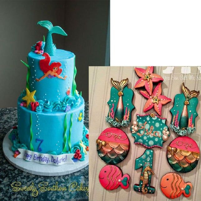 Mini Mermaid Tail Liquid Silicone Mold Fondant Baking Mold, Small (Pink) 15-95, Large (Pink) 15-94, Small (Gray) 15-95, Large (Gray) 15-94