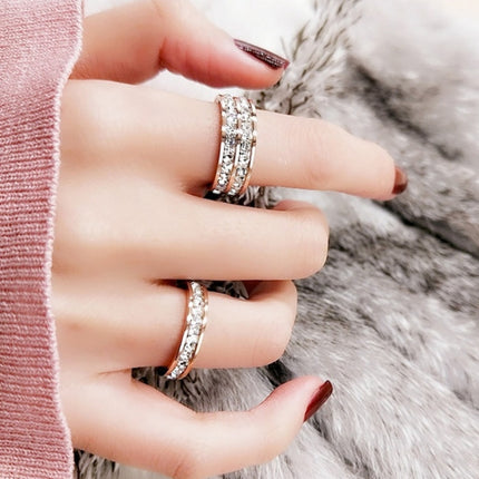 2pcs Girls Simple Titanium Steel Diamond Ring, US Size 3, US Size 4, US Size 5, US Size 6, US Size 7, US Size 8