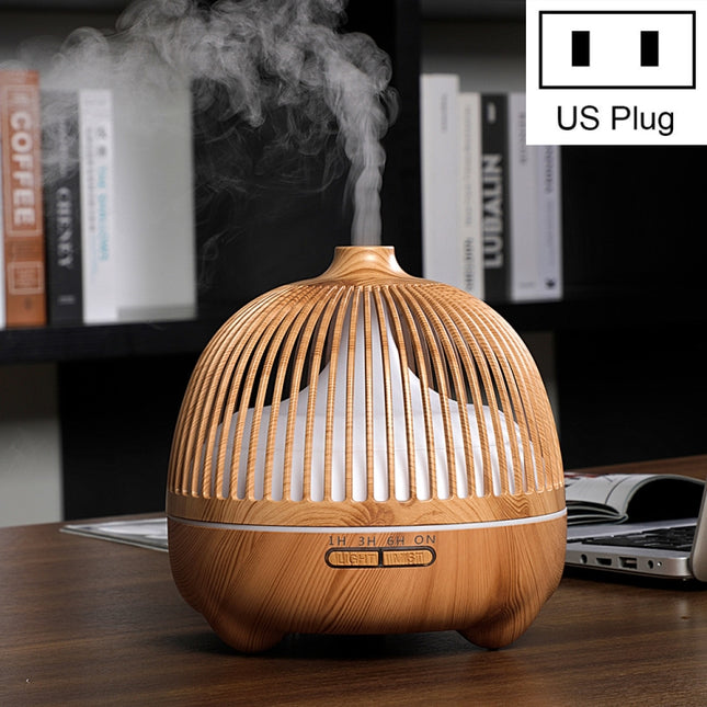 Bird Cage Wood Graphic Aromatherapy Machine Ultrasonic Smart Home Colorful Night Light Hollow Humidifier, US Plug, EU Plug, AU Plug, UK Plug