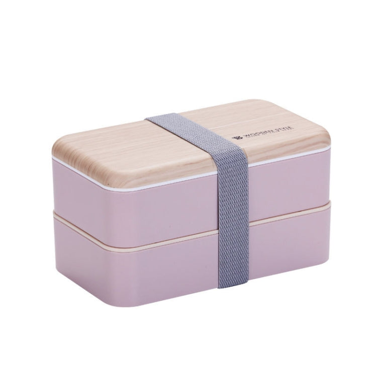 Office Double-layer Separated Lunch Box Wooden Portable Microwaveable Heating Student Bento Box with Cutlery, Double-layer