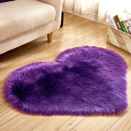 Love Heart Rugs Artificial Wool Sheepskin Hairy Carpet Faux Floor Mat Fur Plain Fluffy Soft Area Rug Tapetes, 30*40cm, 40*50cm