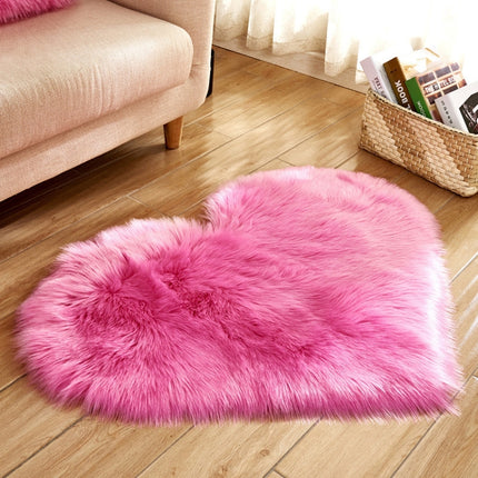 Love Heart Rugs Artificial Wool Sheepskin Hairy Carpet Faux Floor Mat Fur Plain Fluffy Soft Area Rug Tapetes, 30*40cm, 40*50cm