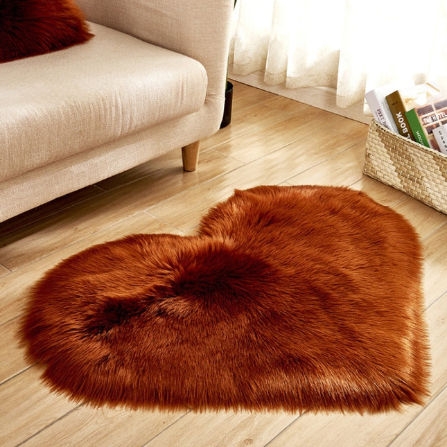 Love Heart Rugs Artificial Wool Sheepskin Hairy Carpet Faux Floor Mat Fur Plain Fluffy Soft Area Rug Tapetes, 50*60cm, 70*90cm