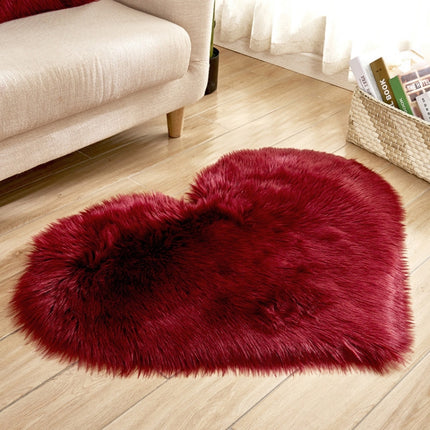 Love Heart Rugs Artificial Wool Sheepskin Hairy Carpet Faux Floor Mat Fur Plain Fluffy Soft Area Rug Tapetes, 50*60cm, 70*90cm