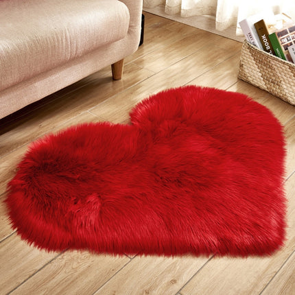 Love Heart Rugs Artificial Wool Sheepskin Hairy Carpet Faux Floor Mat Fur Plain Fluffy Soft Area Rug Tapetes, 50*60cm, 70*90cm