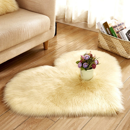 Love Heart Rugs Artificial Wool Sheepskin Hairy Carpet Faux Floor Mat Fur Plain Fluffy Soft Area Rug Tapetes, 50*60cm, 70*90cm