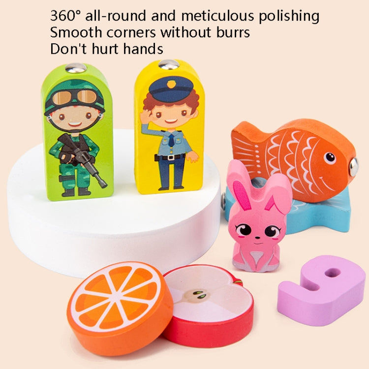 HBE-0729 7 in 1 Numbers Cognition Wooden Building Blocks Magnetic Fishing Educational Toy For Children