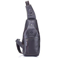BULL CAPTAIN 019 Retro Men Leather Crossbody Shoulder Bag First-Layer Cowhide Chest Bag, Colour: Black + Buckle