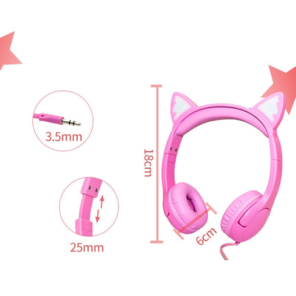 LX-K06 3.5mm Wired Children Learning Luminous Cat Ear Headset, Cable Length: 1.2m, Pink, Purple, Blue, Orange