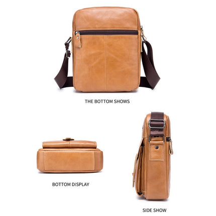 BUFF CAPTAIN 053 Men Leather Shoulder Messenger Bag First-Layer Cowhide Large Capacity Briefcase, Specification：, Large (Yellow Brown), Small (Yellow Brown), Large (Black), Small (Black), Large (Dark Brown), Small (Dark Brown)