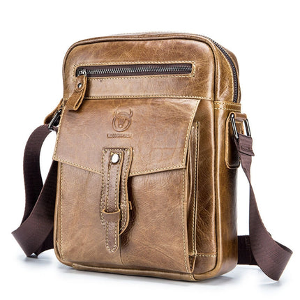 BUFF CAPTAIN 053 Men Leather Shoulder Messenger Bag First-Layer Cowhide Large Capacity Briefcase, Specification：, Large (Yellow Brown), Small (Yellow Brown), Large (Black), Small (Black), Large (Dark Brown), Small (Dark Brown)