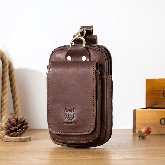 BULL CAPTAIN 028 Multi-Function Cattle Leather Waist Bag Magnetic Buckle Mobile Phone Belt Bag