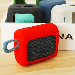 For JBL GO3 Bluetooth Speaker Silicone Cover Portable Protective Case with Carabiner, Red, Black, Silver Gray, Orange, Dark Blue, Mint Green, Army Green