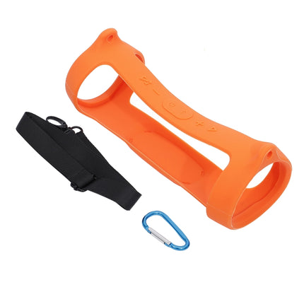 For JBL Charge 4 Bluetooth Speaker Portable Silicone Protective Cover with Shoulder Strap & Carabiner