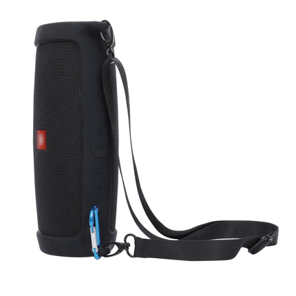 For JBL Charge 4 Bluetooth Speaker Portable Silicone Protective Cover with Shoulder Strap & Carabiner