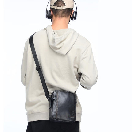 BUFF CAPTAIN 228 Men Leather Shoulder Bag First-Layer Cowhide Casual Mini Diagonal Bag