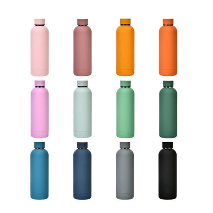 Stainless Steel Outdoor Matte Water Bottle Portable Sports Water Cup Rubber Paint Insulation Cup, Moss Green, Light Pink, Smoky Pink, Cinnabar Orange, Green White, Khaki, Ink Black, Lake Blue, Gray Green, Lilac Purple, Indigo, Gray