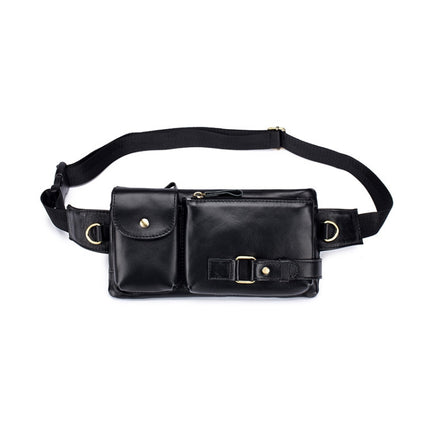 BULL CAPTAIN 020 Men Small Mobile Phone Waist Bag Crossbody Multi-Function Chest Bag, Black, Brown