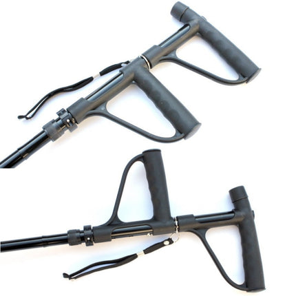 Multifunctional Folding Double-Handle Elderly Crutches Aluminum Alloy Elderly Power-Assisted Walking Sticks Four-Legged Walking Sticks With Lights, 86-98cm