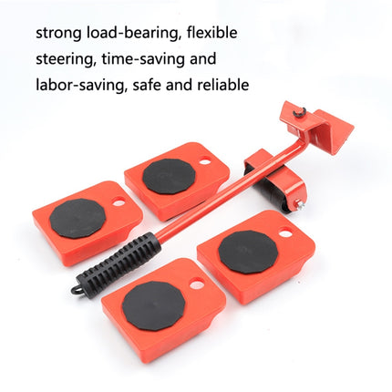 CY-0102 5 in 1 Household Moving Bed Heavy Object Moving Pulley Furniture Shifter Multifunctional Carrier, Red (150KG), Yellow (300KG), Silver (500KG), Red Black Pry Bar (150KG), Tank (100KG), Cartoon (100KG)