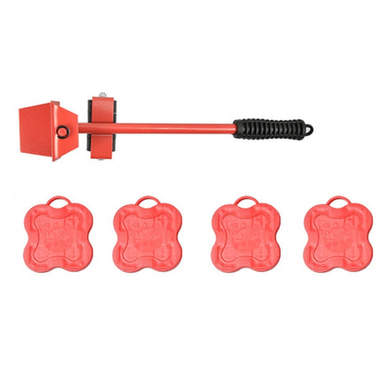 CY-0102 5 in 1 Household Moving Bed Heavy Object Moving Pulley Furniture Shifter Multifunctional Carrier, Red (150KG), Yellow (300KG), Silver (500KG), Red Black Pry Bar (150KG), Tank (100KG), Cartoon (100KG)