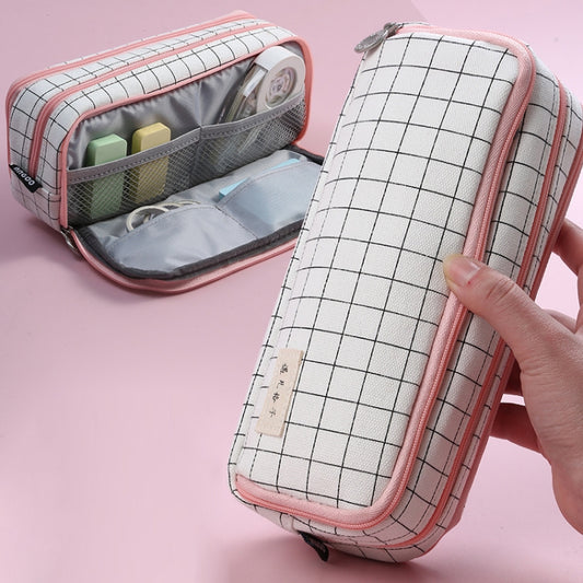 Angoo Double-Open Multi-Layer Stationery Pencil Case Multifunctional Cosmetic Bag, Palm Black And White, Ink Painting, British Style, Star Rain Dot, Fairy Lattice, Gentle Breeze