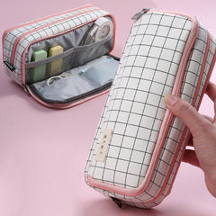 Angoo Double-Open Multi-Layer Stationery Pencil Case Multifunctional Cosmetic Bag, Palm Black And White, Ink Painting, British Style, Star Rain Dot, Fairy Lattice, Gentle Breeze
