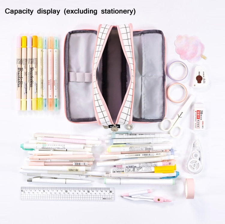 Angoo Double-Open Multi-Layer Stationery Pencil Case Multifunctional Cosmetic Bag, Palm Black And White, Ink Painting, British Style, Star Rain Dot, Fairy Lattice, Gentle Breeze