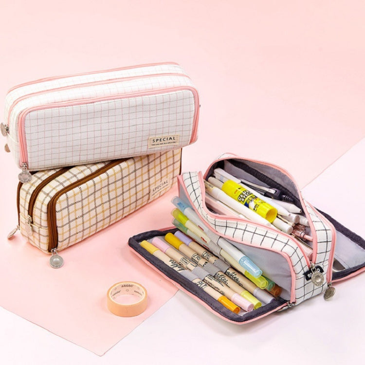 Angoo Double-Open Multi-Layer Stationery Pencil Case Multifunctional Cosmetic Bag, Palm Black And White, Ink Painting, British Style, Star Rain Dot, Fairy Lattice, Gentle Breeze
