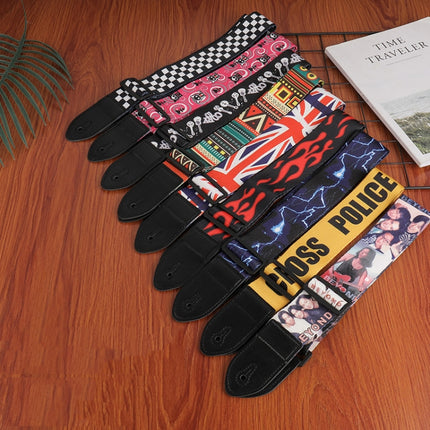 3 PCS Printed Ukulele Guitar Strap, Length: 85-135cm, National Style, Pink Panda, Yellow and Letter, Cartoon, Black White Gant, Blue Flash, Red Flame