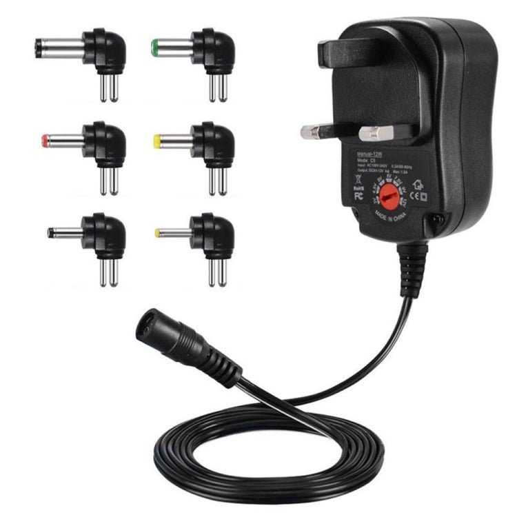 C5 3-12V 12W Adjustable Voltage Regulated Switch Power Supply Power Adapter Multifunction Charger With DC Tips, US Plug, UK Plug, EU Plug