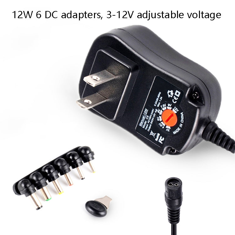 C5 3-12V 12W Adjustable Voltage Regulated Switch Power Supply Power Adapter Multifunction Charger With DC Tips, US Plug, UK Plug, EU Plug
