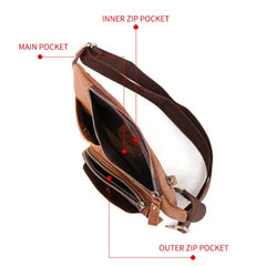6467 Men Multifunctional Leather Waist Bag Outdoor Sports Diagonal Chest Bag