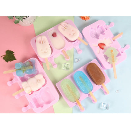 Cute Cartoon Silicone Ice Cream Popsicle Mold with Lid & Stick, Love