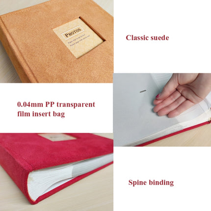 6 Inch 200 Sheets Flannel Retro Photo Album Interstitial Photo Storage Book, Red, Green, White, Orange