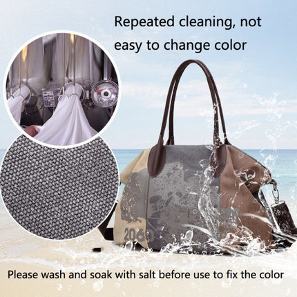 K1219 Large-Capacity Graffiti Canvas Bag Printing Single-Shoulder Messenger Bag, Red Wine, Blue, Light Brown