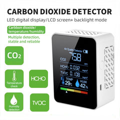 Portable CO2 Air Quality Formaldehyde Carbon Dioxide Detector Indoor Temperature Hygrometer with LED Digital Display, 5 in 1 Semiconductor