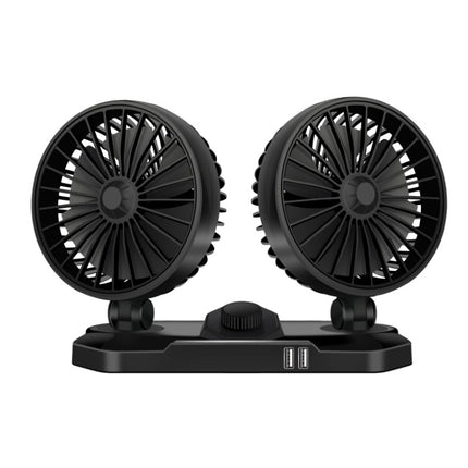 F558 With USB Mobile Phone Charging Car Fan 12/24V Car Truck Double Shaking Head Fan, Double Head 12V, Double Head 24V