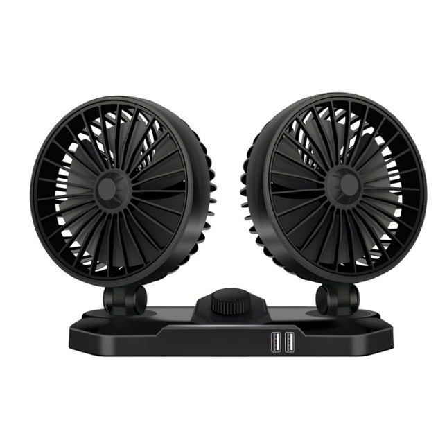 F558 With USB Mobile Phone Charging Car Fan 12/24V Car Truck Double Shaking Head Fan, Double Head 12V, Double Head 24V